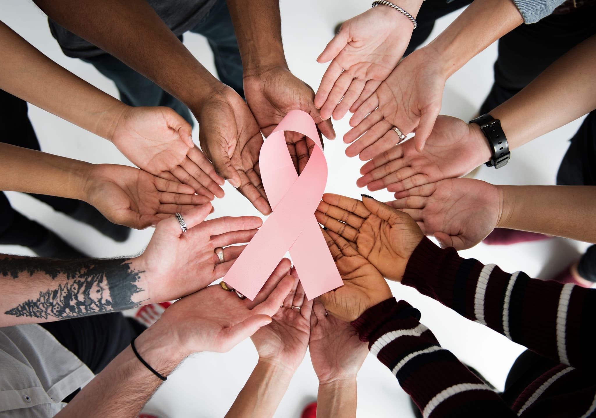 Picture of Group of People Holding Ribbon Breast Cancer Concept